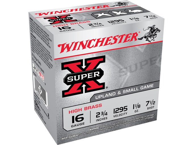Winchester Super-X High Brass Ammunition 16 Gauge 2-3/4" 1-1/8 oz #7-1/2 Shot Box of 25