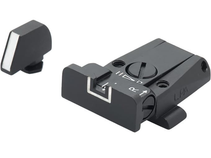 LPA SPR Adjustable Sight Set Glock 17, 19, 22, 23, 34, 35 Steel White Outline