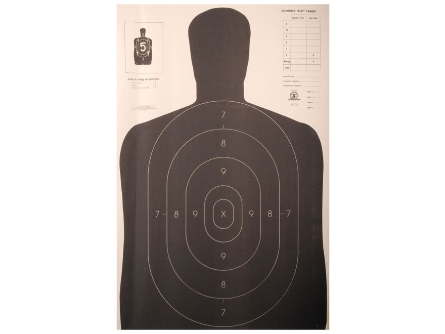 NRA Official Silhouette Targets B-27E 50 Yard Paper Black/White Pack