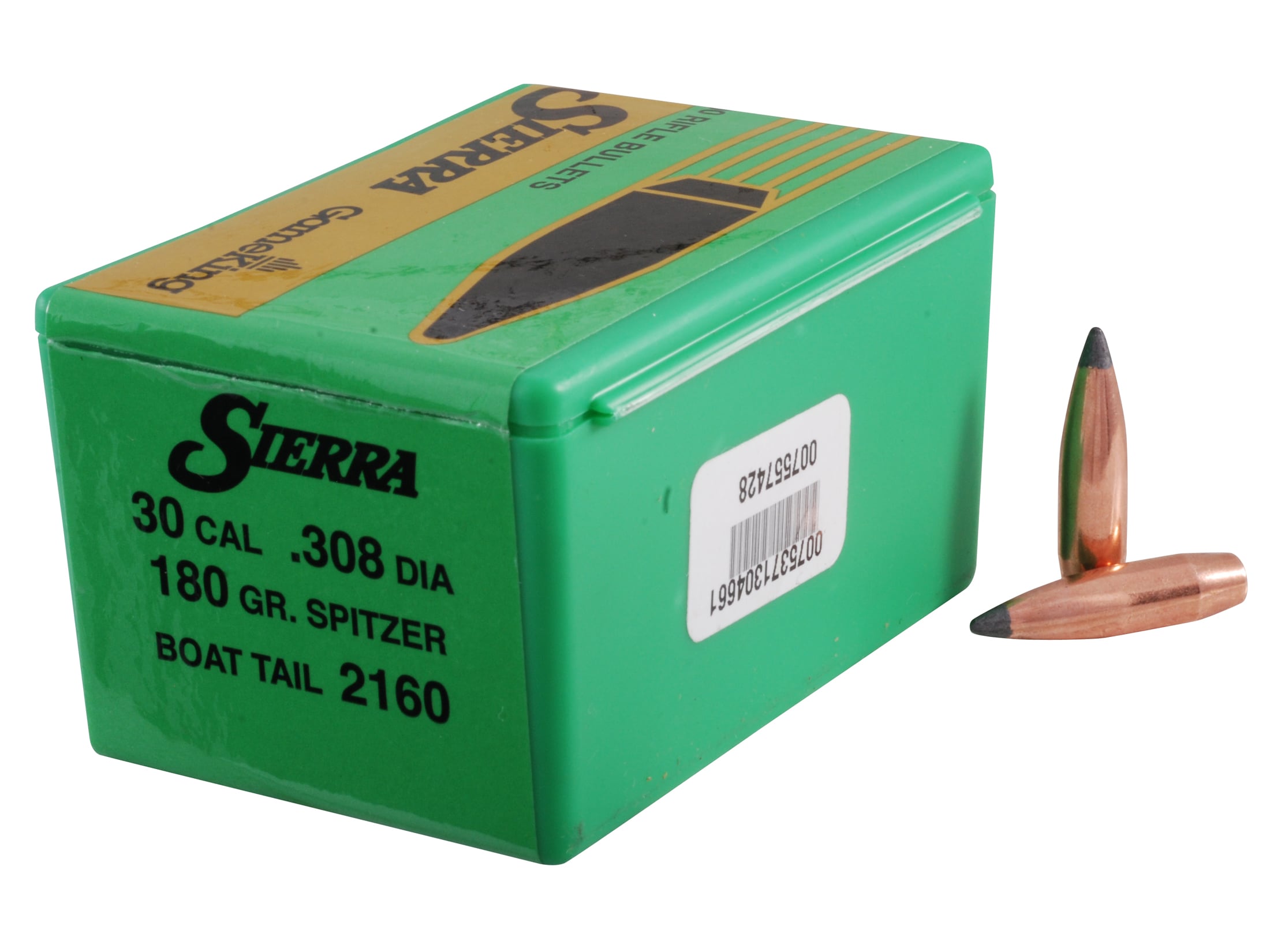 Sierra GameKing Bullets 30 Cal (308 Diameter) 180 Grain Spitzer Boat