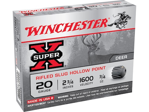 Winchester Super-X Ammo 20 Ga 2-3/4 3/4oz Rifled Slug Case of 250 (50