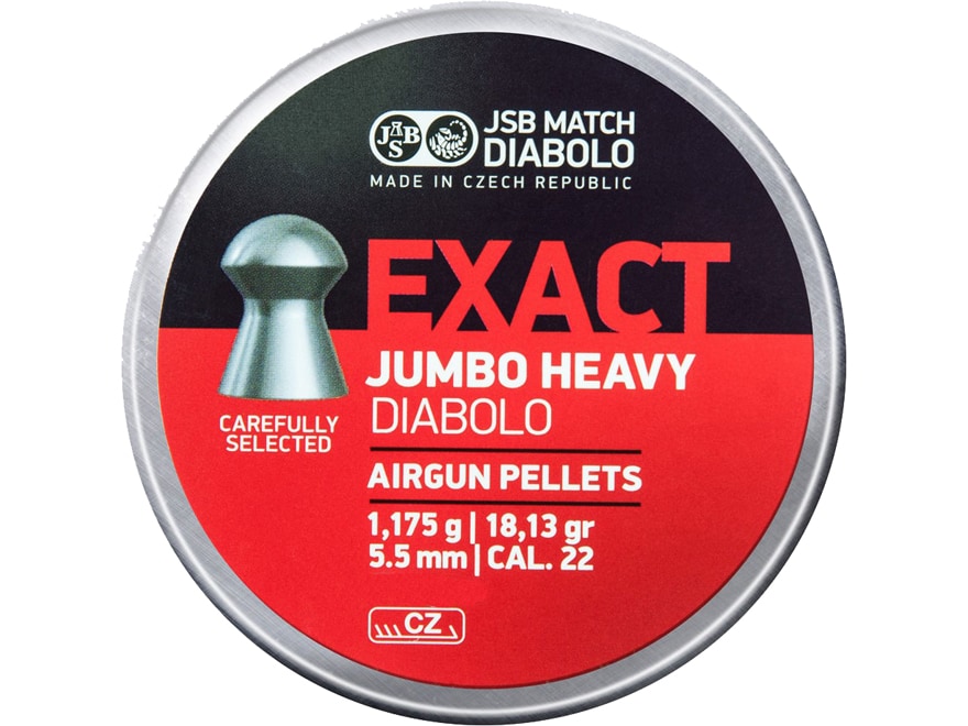 JSB Exact Jumbo Heavy Air Gun Pellets 22 Cal 18.13 Grain Tin of 500