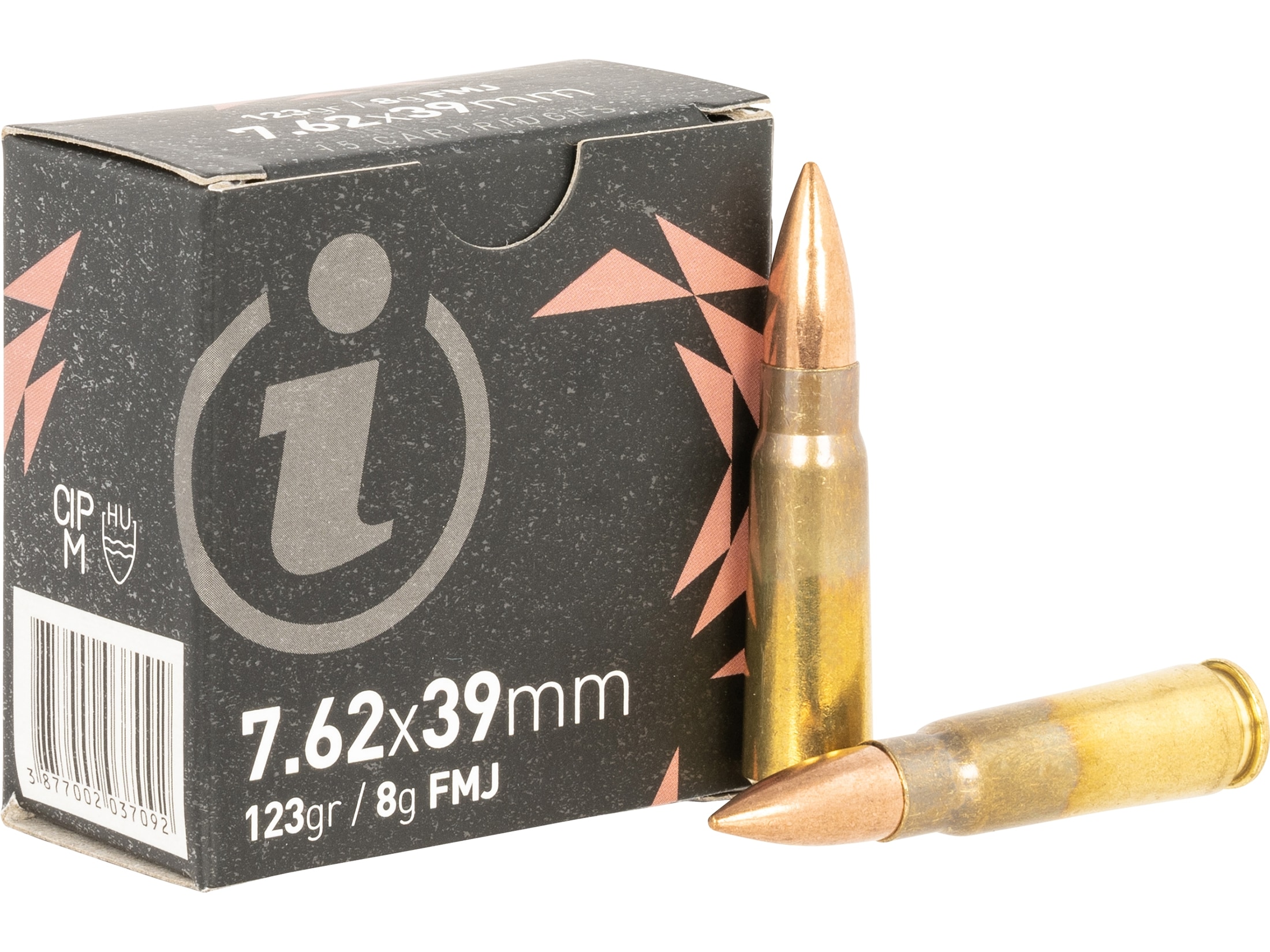 YA−MAN LA-7 Igman 7.62x39mm Ammo 123 Grain Full Metal Jacket Box of 15