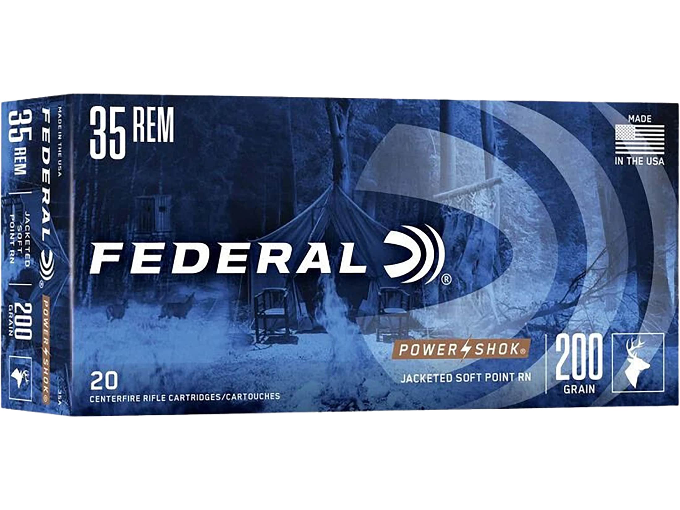 Federal Power-Shok 35 Remington Ammo 200 Grain Jacketed Soft Point Box