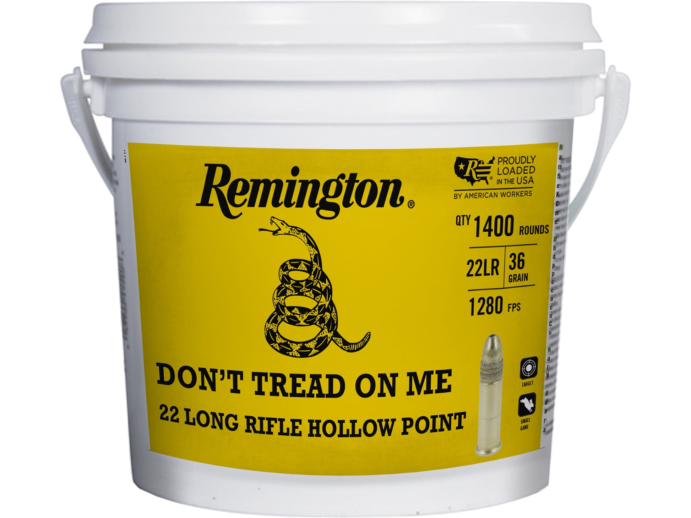 Remington Don't Tread On Me 22LR Ammo 36 Grain Plated Hollow Point Case of 5600 (4 Buckets of 1400 Bulk)