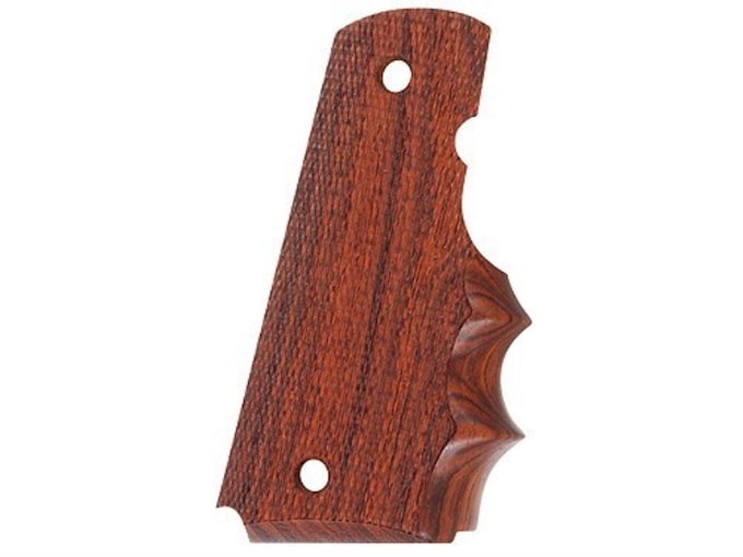 Hogue Grips with Finger Grooves 1911 Government, Commander Checkered Cocobolo