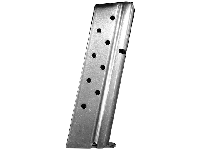 Metalform Magazine 1911 Government, Commander 9mm Luger 9-Round Stainless Steel Flat Follower Welded Base Front Ramp Configuration