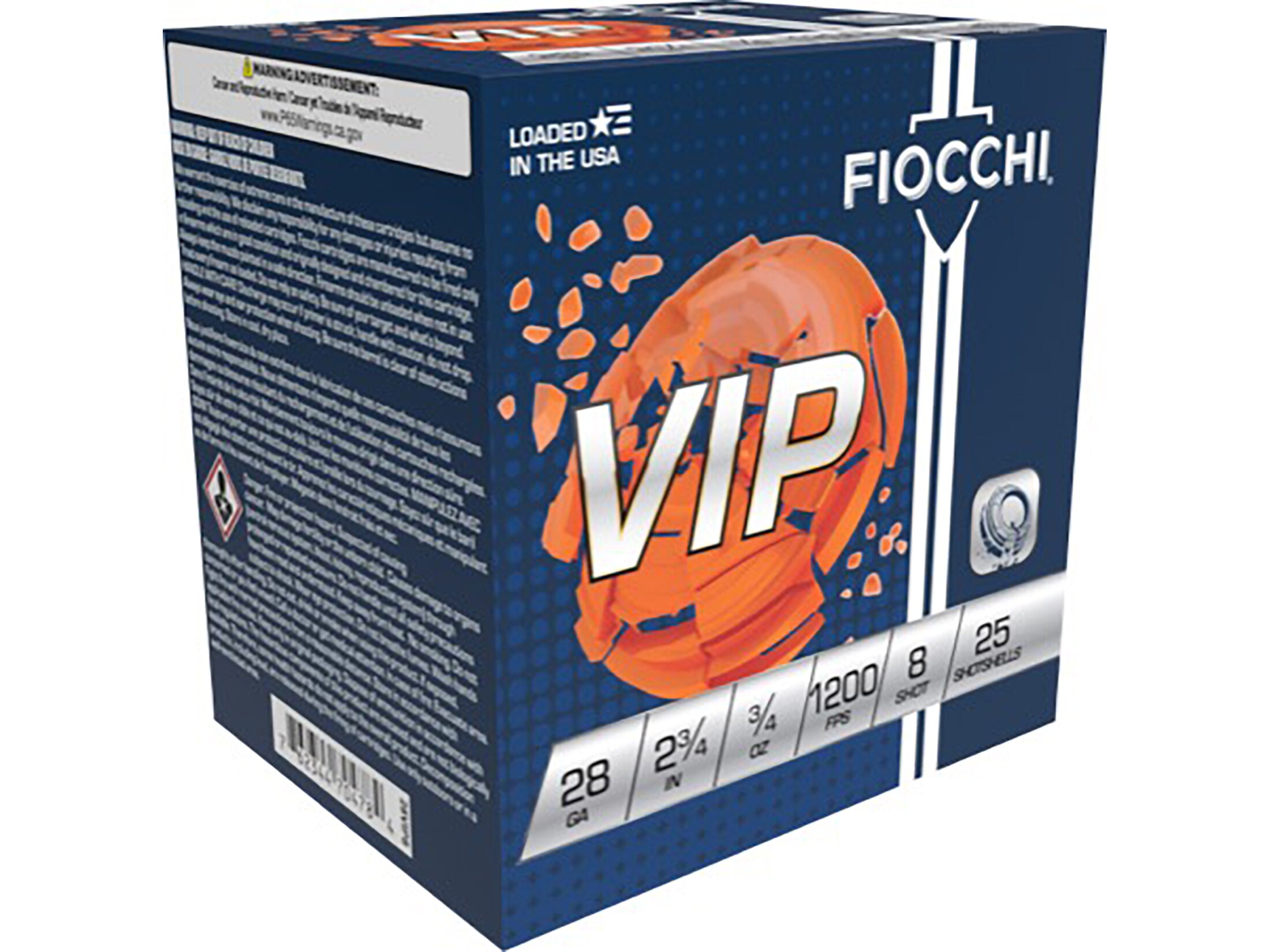 Fiocchi VIP Target 28 Gauge Ammo 2-3/4" #8 Lead Shot 3/4 oz Case of 250 (10 Boxes of 25)