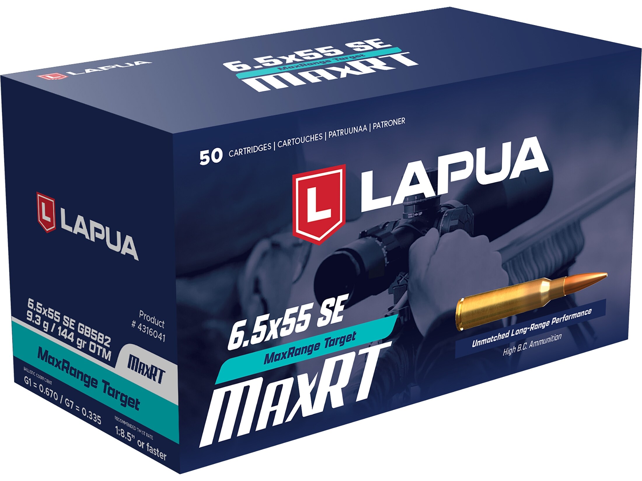 Lapua 6.5x55mm Swedish Mauser Ammo 144 Grain Lapua MaxRange Target