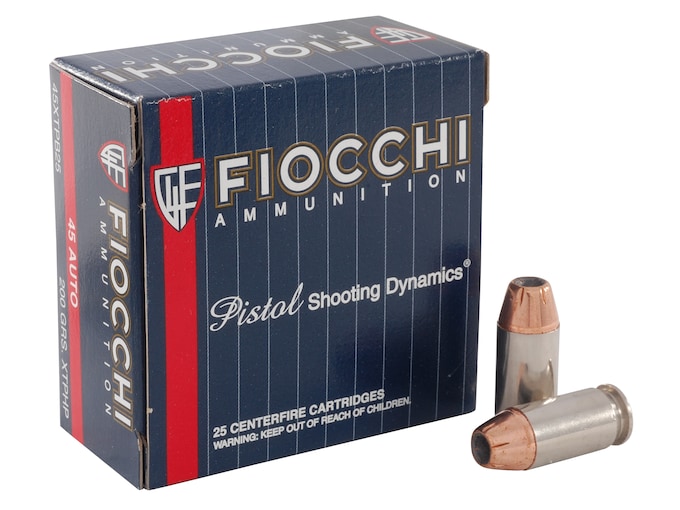 Fiocchi Extrema Ammunition 45 ACP 200 Grain Hornady XTP Jacketed Hollow Point Box of 25