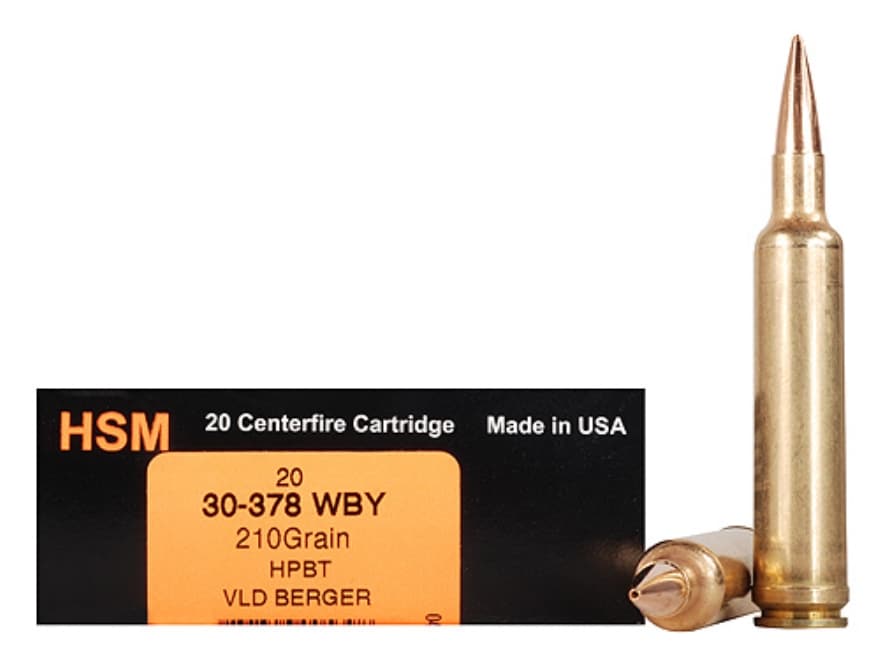 HSM Trophy Gold 30-378 Weatherby Magnum Ammo 210 Grain Berger Hunting VLD (Very Low Drag) Jacketed Hollow Point Box of 20