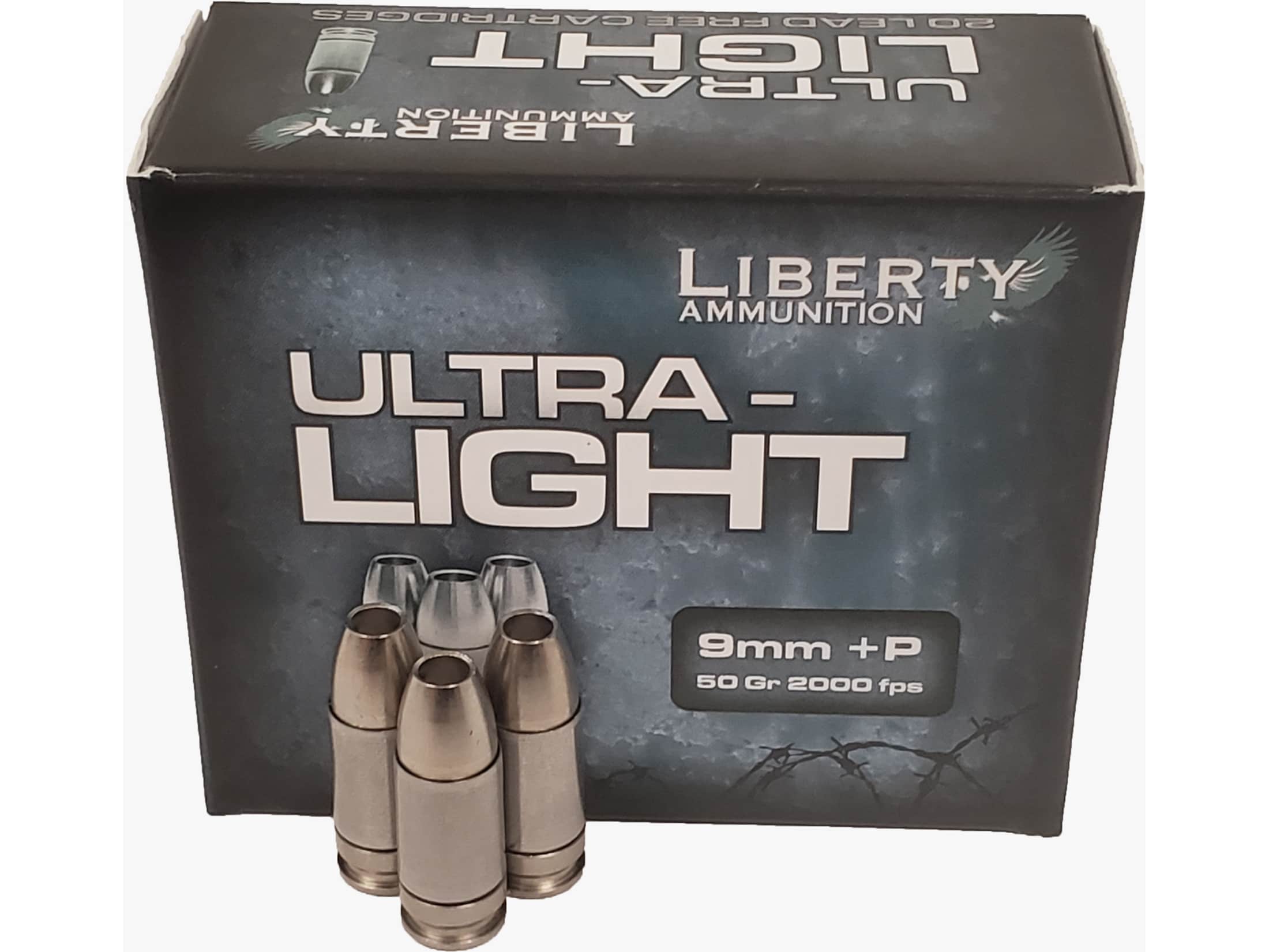 Liberty Ammo Ultra Light 9mm Luger +P Ammo 50 Grain
