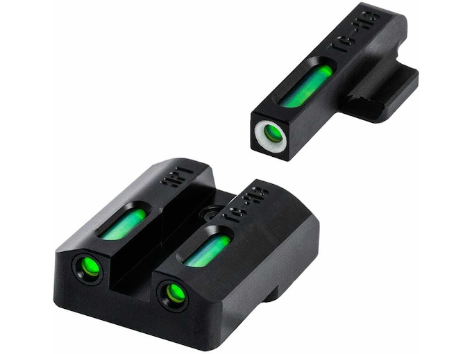 TRUGLO TFX Sight Set Glock 17, 19, 22, 23, 24, 26, 27, 33, 34, 35 Gen 1, 2, 3, 4, 5 Low Tritium Fiber Optic Green with White Front Dot Outline