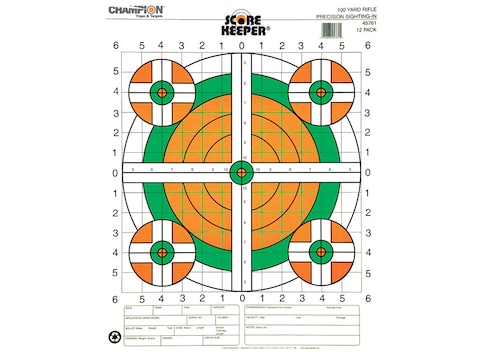 champion score keeper 100 yard sight in rifle targets 14 x 18 paper