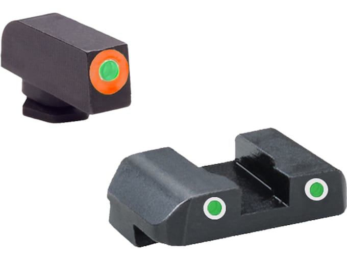 Ameriglo Glock Pro-Glo Night Sight Set Glock 20, 21, 29, 30, 31, 32, 36, 40, 41 3-Dot Tritium Green Front with Orange Outline,White Outline Rear