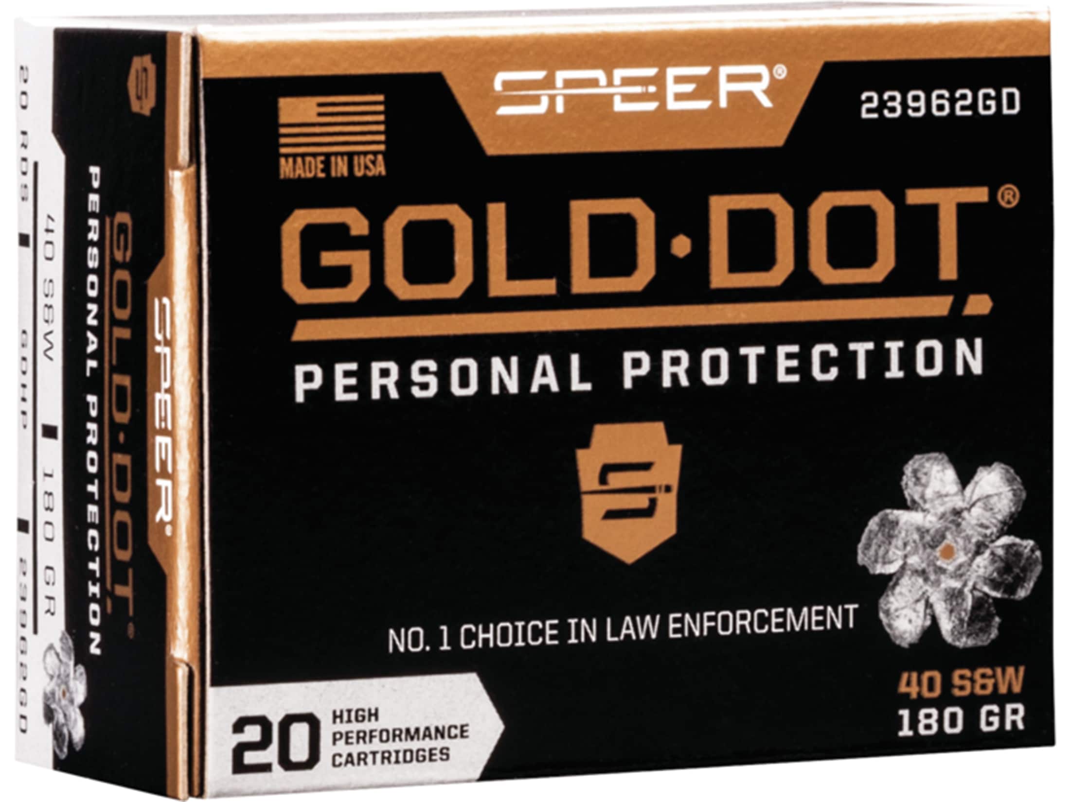 Speer Gold Dot 40 S&W Ammo 180 Grain Bonded Jacketed Hollow Point Case of 200 (10 Boxes of 20)