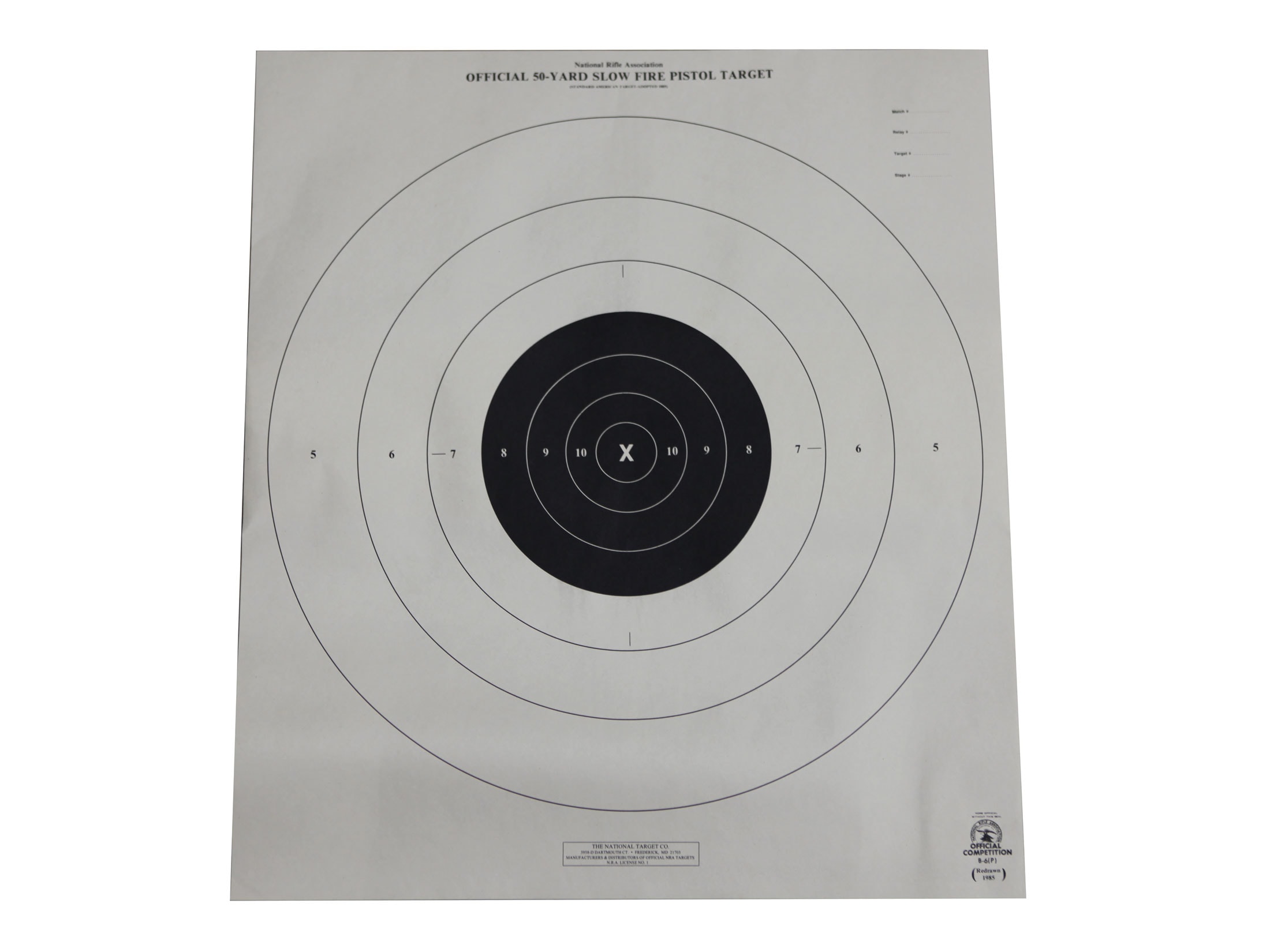 Official NRA B-6 6 targets & 24 centers on Tag 50-Yard Slow Fire Pistol B6 
