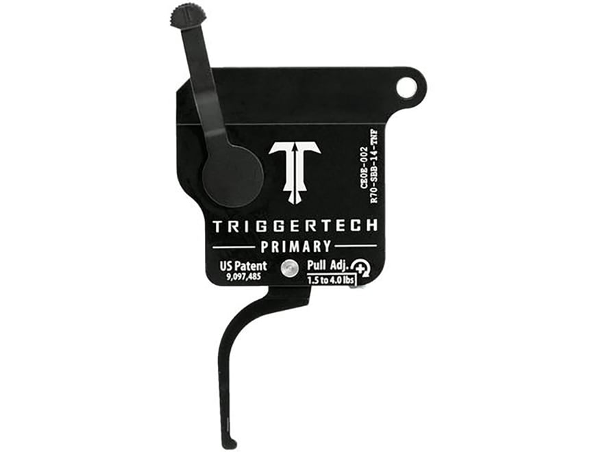 TriggerTech Trigger, 1.5-4LB Pull Weight, Fits Remington 700, Primary Flat Clean Trigger, Right Hand, Adjustable, Black Finish, Includes Installation Tools, Instructions Book, & TriggerTech Patch R70-SBB-14-TNF