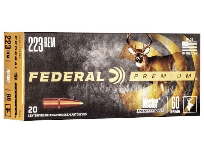 Federal Premium Ammunition 223 Remington 60 Grain Nosler Partition Box of 20