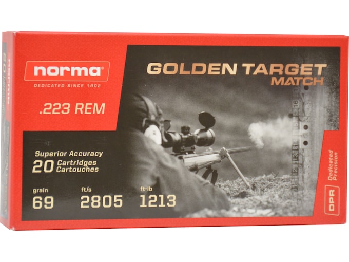 Norma Golden Target Match Ammo 223 Remington 69 Grain Hollow Point Box