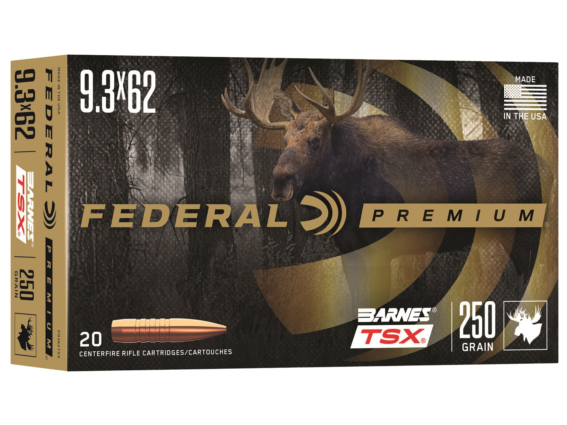 Federal Premium TSX 9.3x62mm Mauser Ammo 250 Grain Barnes Tipped
