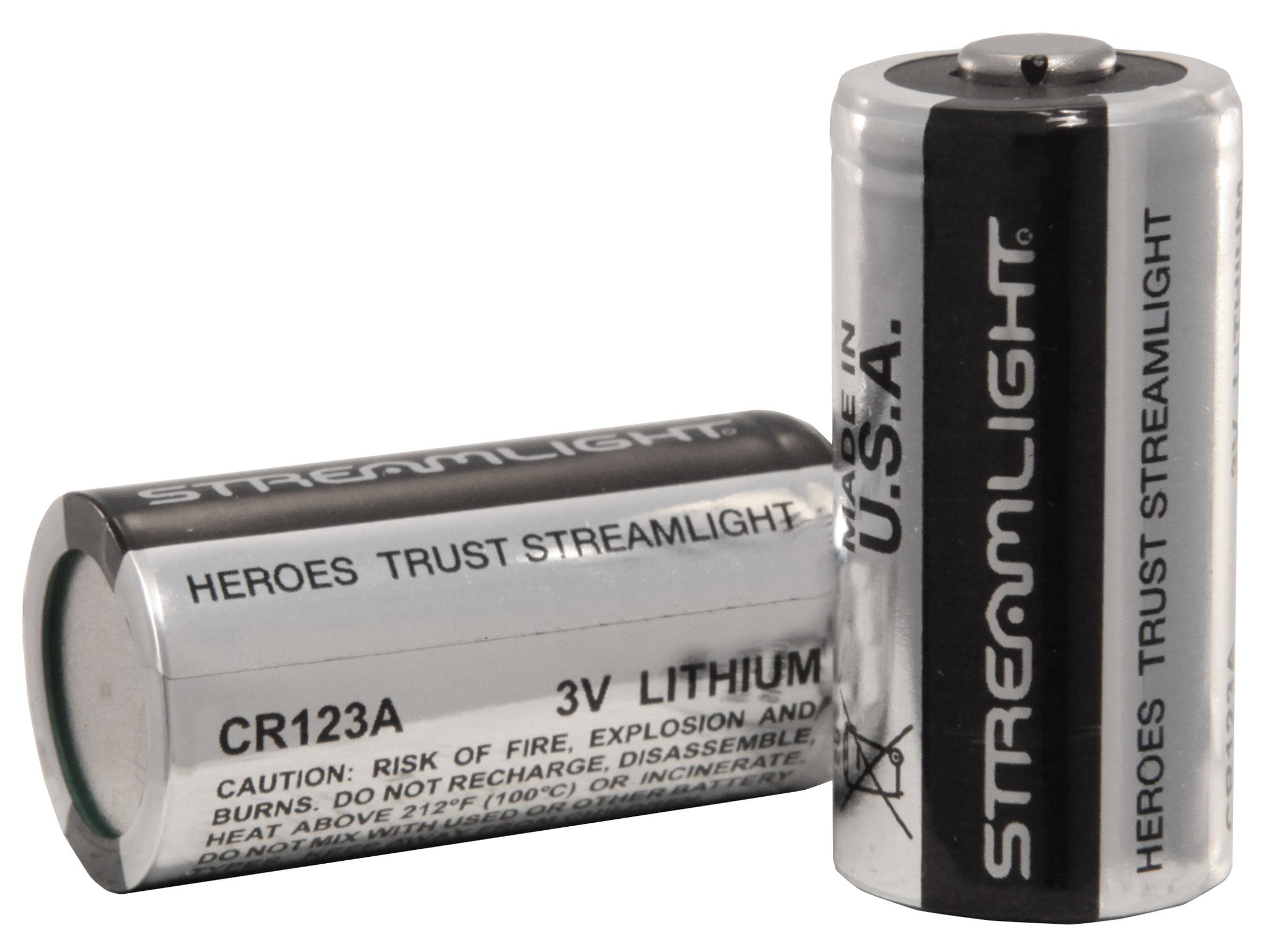 910889-4 Streamlight CR123A Battery, 3V DC, Lithium, Button, 1,400 mAh, PK  6