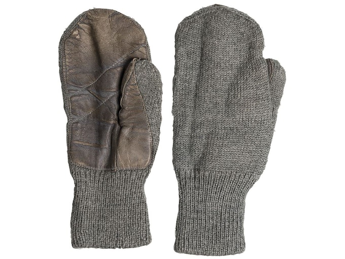 Military Surplus Swiss Wool/Leather Mittens Grade 2 One Size Fits Most
