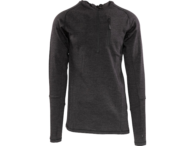 MidwayUSA Men's Midweight Merino Wool Base Layer 1/4 Zip Hoodie Black