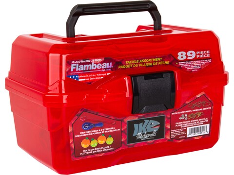 Flambeau IKE Big Mouth Kids Tackle Box 89-Piece Tackle Kit Red