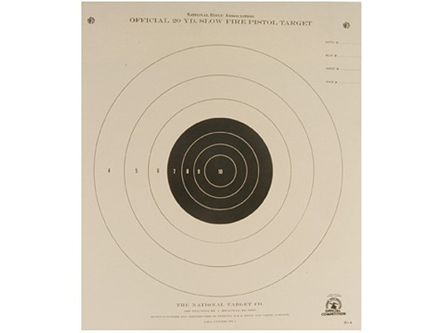 NRA Official Pistol Targets B-4 20 Yard Slow Fire Paper 100PK