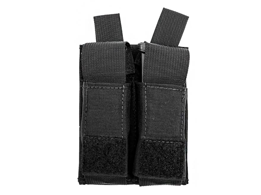 Tactical Tailor Double Pistol Mag Pouch w/ Malice Clips BLACK fair cond. 