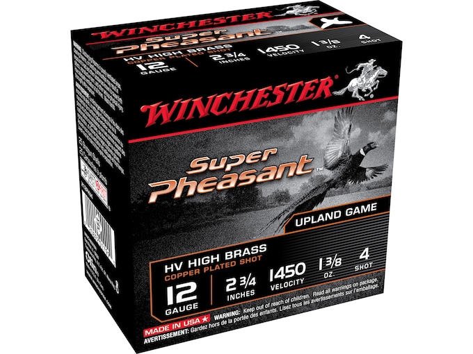 Winchester Super-X Super Pheasant Ammunition 12 Gauge 2-3/4" 1-3/8 oz #4 Copper Plated Shot Box of 25