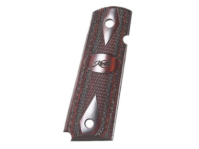 Kimber Elite Grips 1911 Government, Commander Ambidextrous Safety Cut Laminate Ruby and Charcoal with Kimber Logo