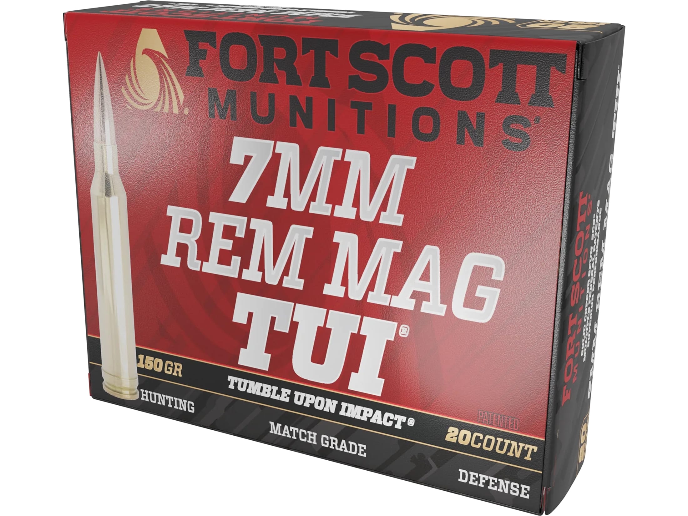Fort Scott Munitions 7MMMAG-150-SCV2 Tumble Upon Impact (TUI) 7mm 150gr Solid Copper Spun 20 Per Box/10 Case,Centerfire Rifle Rounds