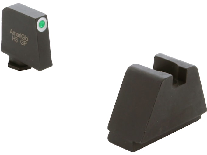 Ameriglo Optic Compatible 4XL Tall Night Sight Set Glock MOS Tritium Green .385" Front with White Outline, Black .480" Rear