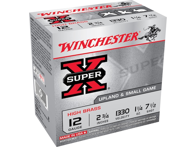 Winchester Super-X High Brass Ammunition 12 Gauge 2-3/4" 1-1/4 oz #7-1/2 Shot Box of 25