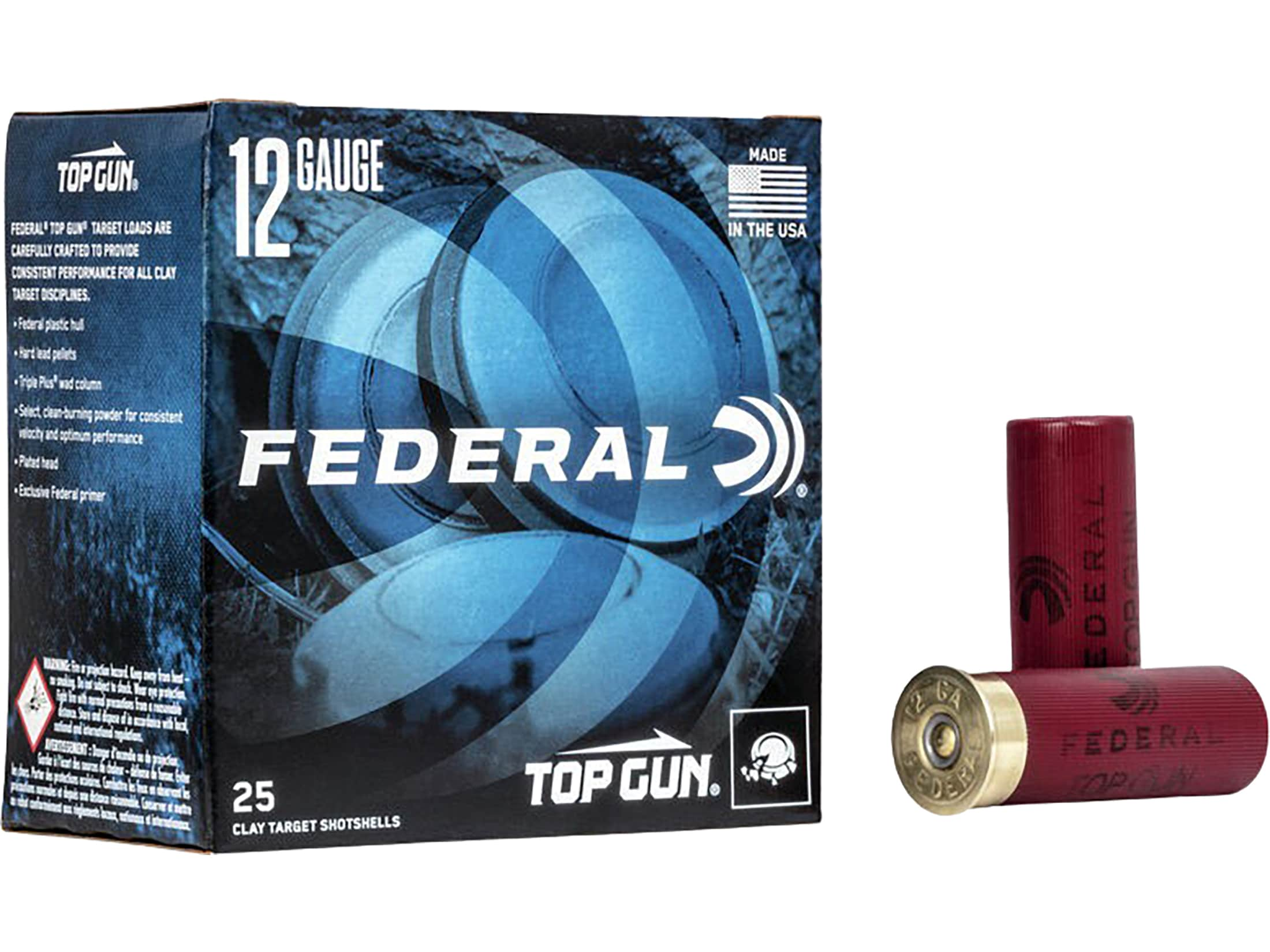 Bulk 12 Gauge Ammo - 2-3/4 Lead Shot Target shells - 1 1/8oz - 7-1/2 shot  - Federal Top Gun - 250 Rounds