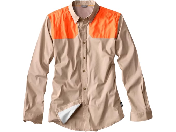 Orvis Men's Featherweight Long Sleeve Shooting Shirt Sand/Blaze Medium