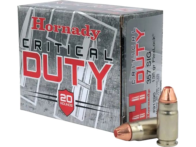 Hornady Critical Duty Ammo 357 Sig 135 Grain FlexLock Box of 20