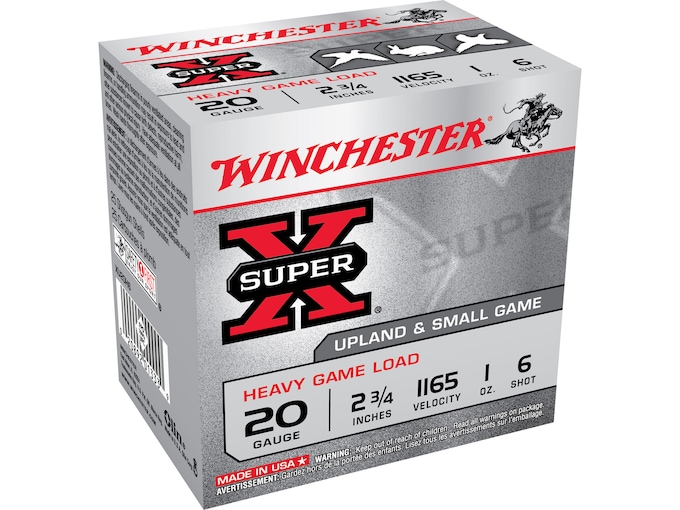 Winchester Super-X Heavy Game Load Ammunition 20 Gauge 2-3/4" 1 oz #6 Shot Box of 25