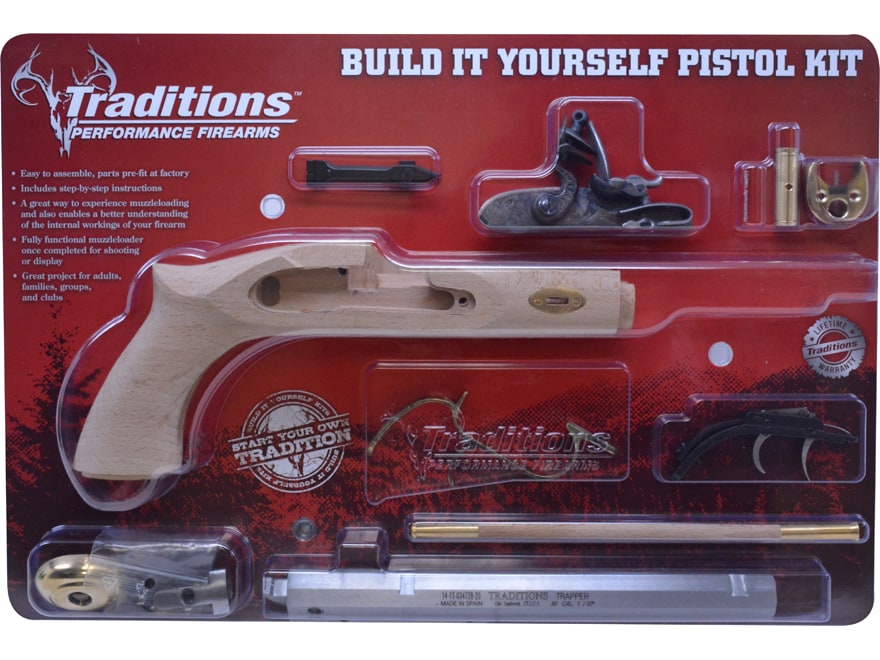 Traditions Trapper Muzzleloading Pistol Kit 50 Cal Flintlock 9.75