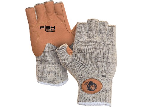 Fish Monkey Men's Wooly Fishing Fingerless Gloves Gray Large/XL