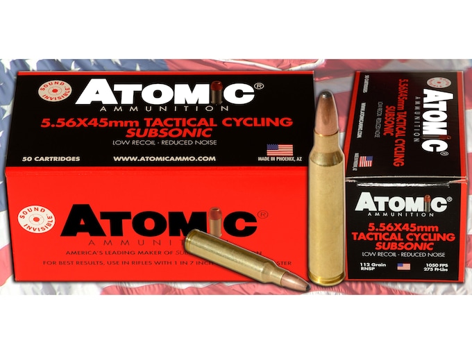 Atomic Tactical Cycling Subsonic Ammunition 5.56x45mm NATO 112 Grain Expanding Round Nose Soft Point Box of 50