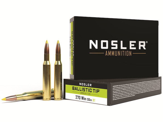 Nosler BT Ammunition 270 Winchester 130 Grain Ballistic Tip 2 Boxes 40 Rds-img-0