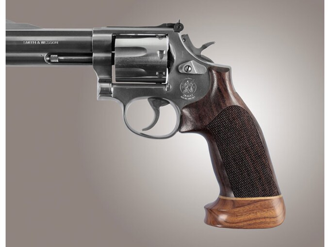 Hogue Fancy Hardwood Conversion Grips with Accent Stripe S&W K, L-Frame Round to Square Butt Oversize Checkered