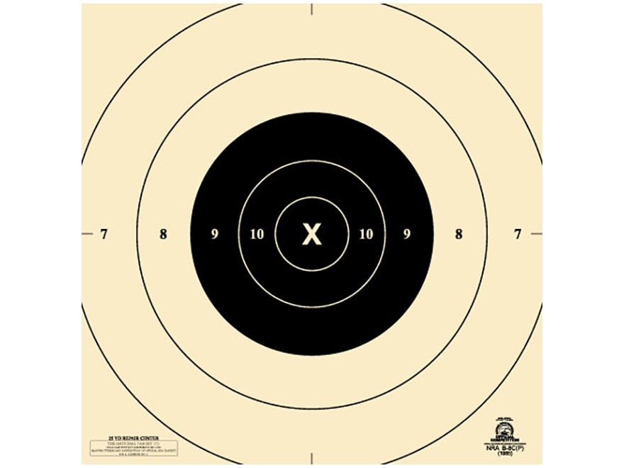 100 B-3 NRA Official 50 Foot Timed & Rapid Fire Pistol Target - black Tagboard 