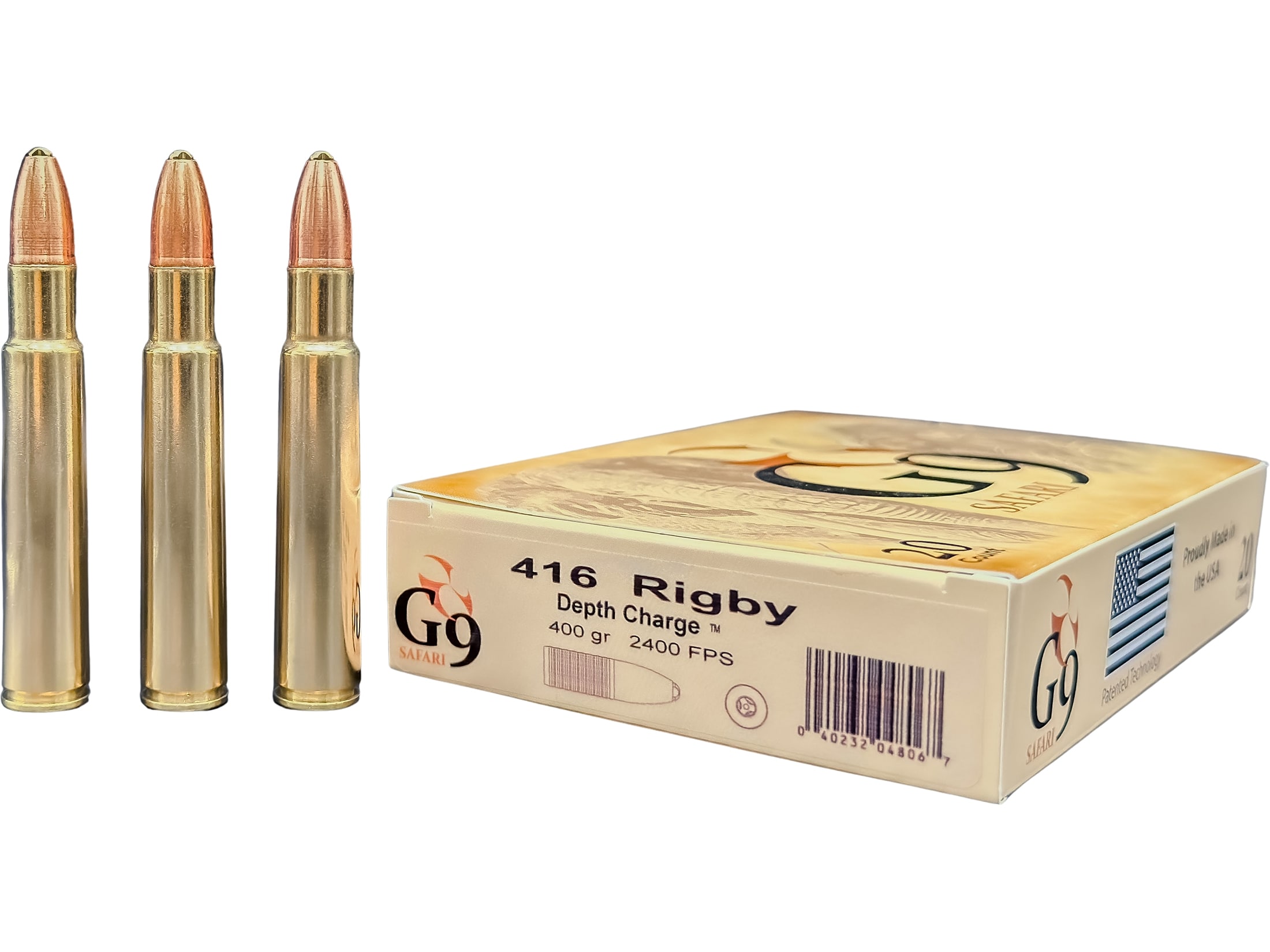 G9 Defense Safari 416 Rigby Ammo 400 Grain Metallic Tip Hollow Point Lead Free Box of 20