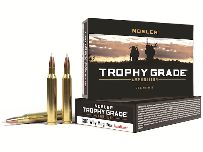 Nosler Trophy Grade Ammunition 300 Weatherby Magnum 180 Grain AccuBond Box of 20