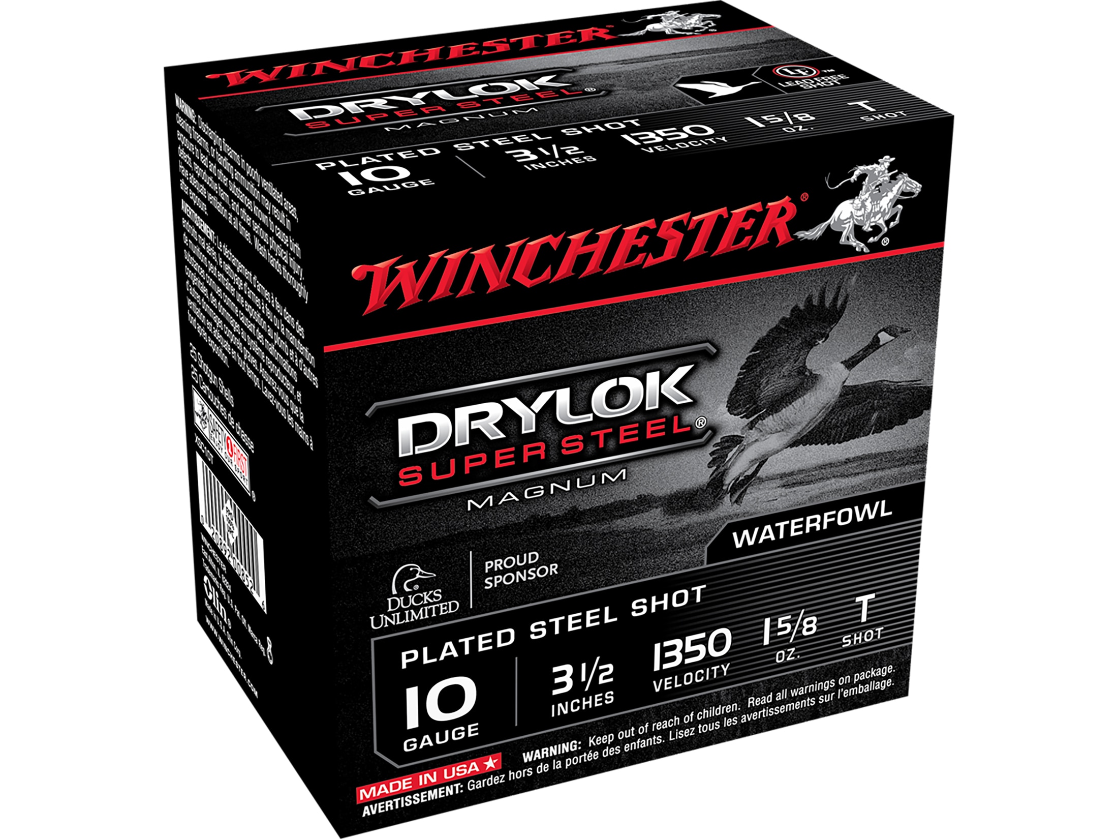 Winchester Drylok Super Steel Magnum Waterfowl 10 Gauge Ammo 3-1/2" T Steel Shot 1-5/8 oz Case of 250 (10 Boxes of 25)