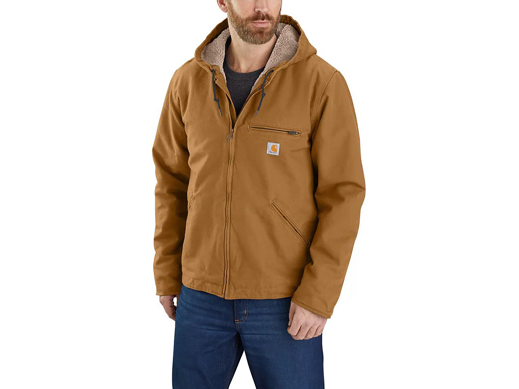 Carhartt Men's Relaxed Fit Washed Duck Sherpa Lined Jacket Gravel